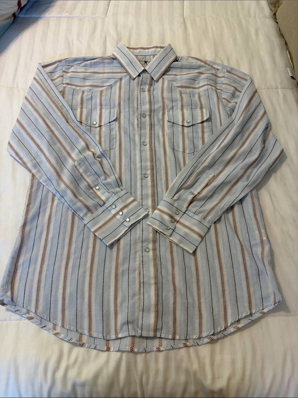 Roper Light Blue Striped Western Button-Down Shirt
